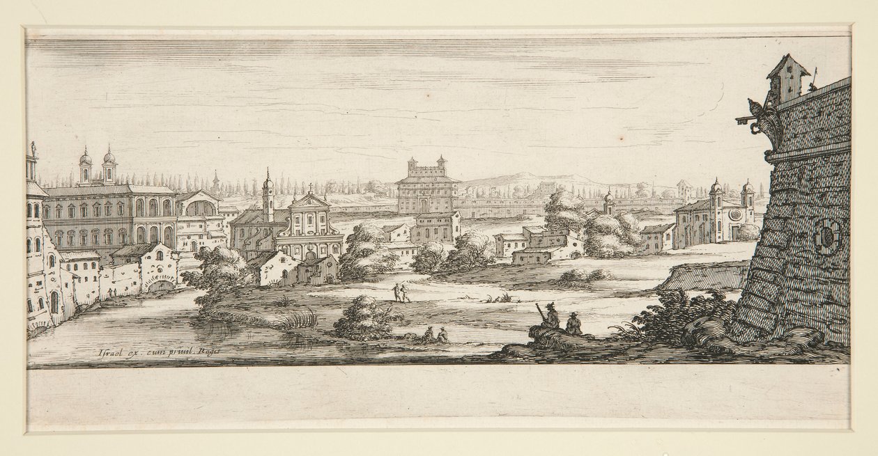 Landschap met Grote, Imposante Gebouwen door Jacques Callot