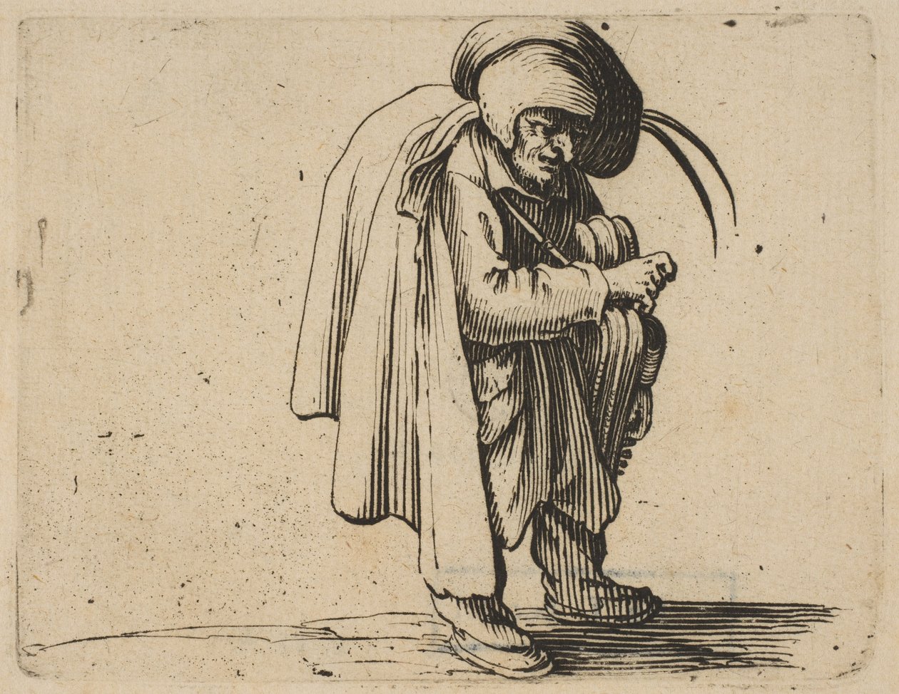 Le Jouer de Vielle, uit Varie Figure Gobbi, suite appel... 1616-22 door Jacques Callot