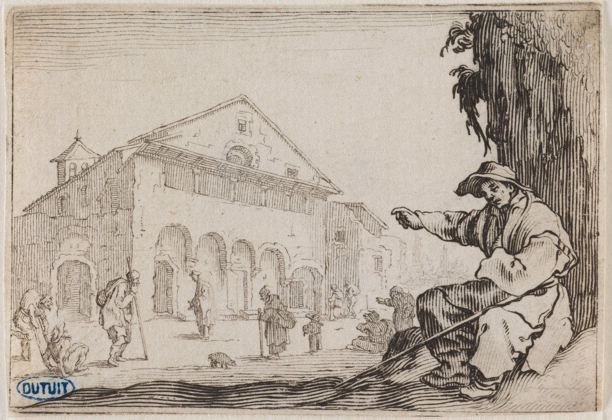 De grillen, Het hospice. Achtendertigste nummer van de reeks van 50 in Nancy gegraveerde prenten (Lieure 465, Meaume 843) door Jacques Callot