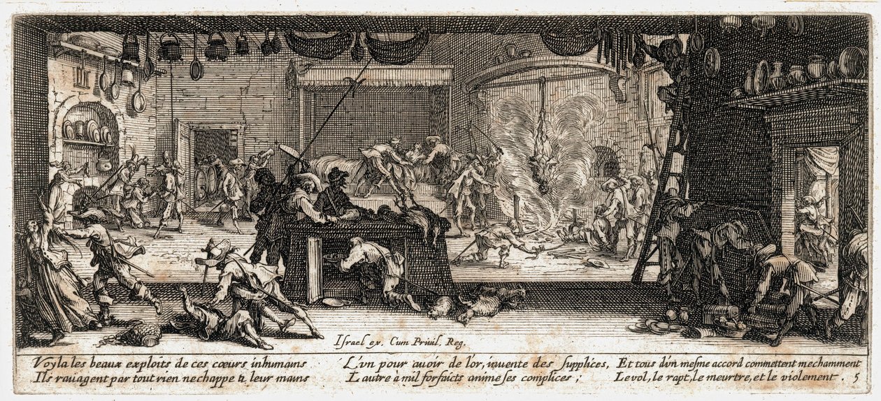 De ellende en tegenspoed van de oorlog ... (gravure) door Jacques Callot
