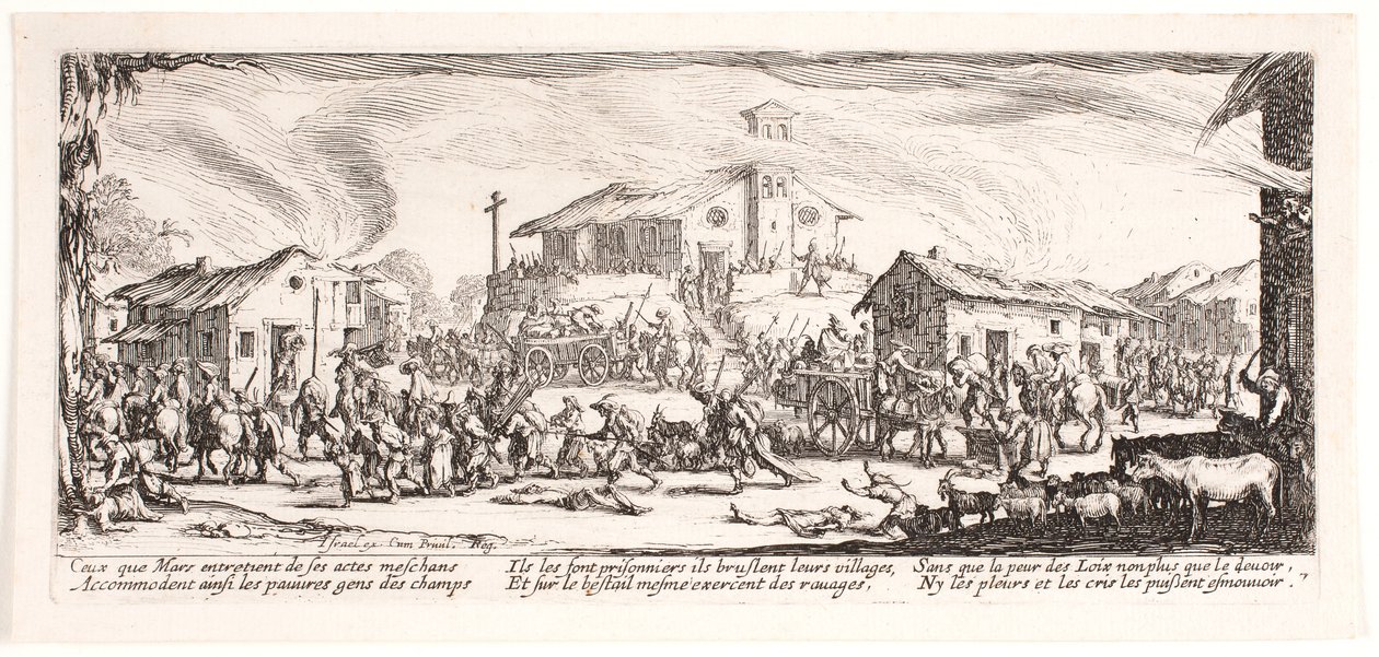 Les Misères et les Malheurs de la Guerre (blad 7) door Jacques Callot