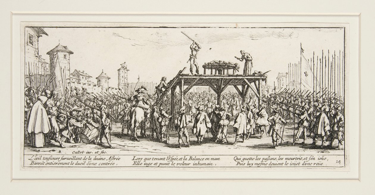 Les grandes miseres de la guerre: No. 14 - La roue door Jacques Callot