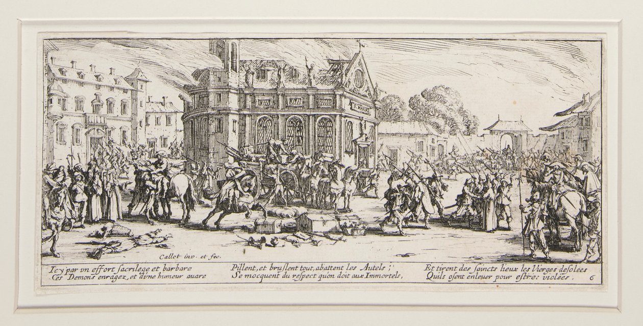 Les grandes miseres de la guerre: No. 6 -Devastation d door Jacques Callot