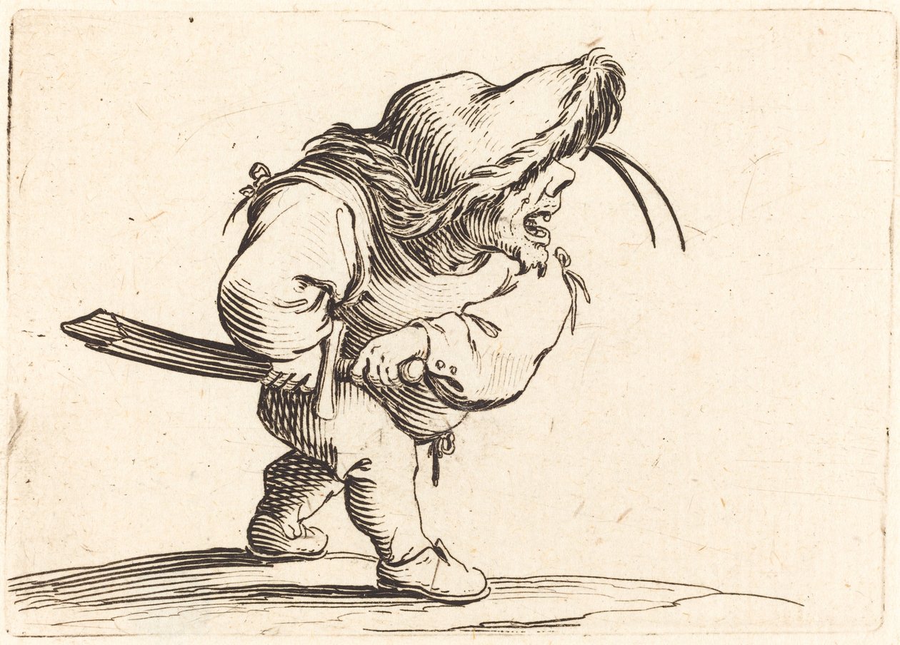 Man die zich voorbereidt om zijn zwaard te trekken, ca. 1622 door Jacques Callot
