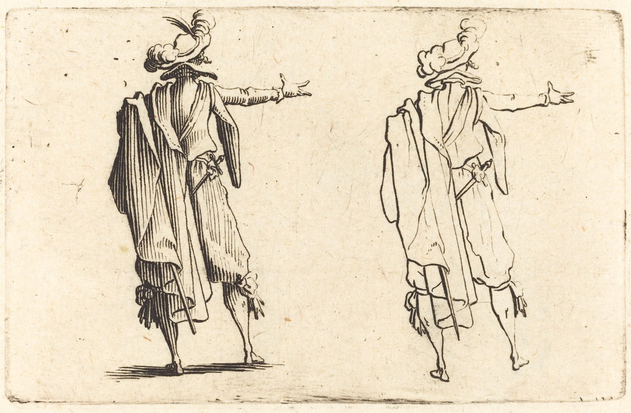 Man van Achteren Gezien met Zijn Rechterarm Uitgestrekt door Jacques Callot