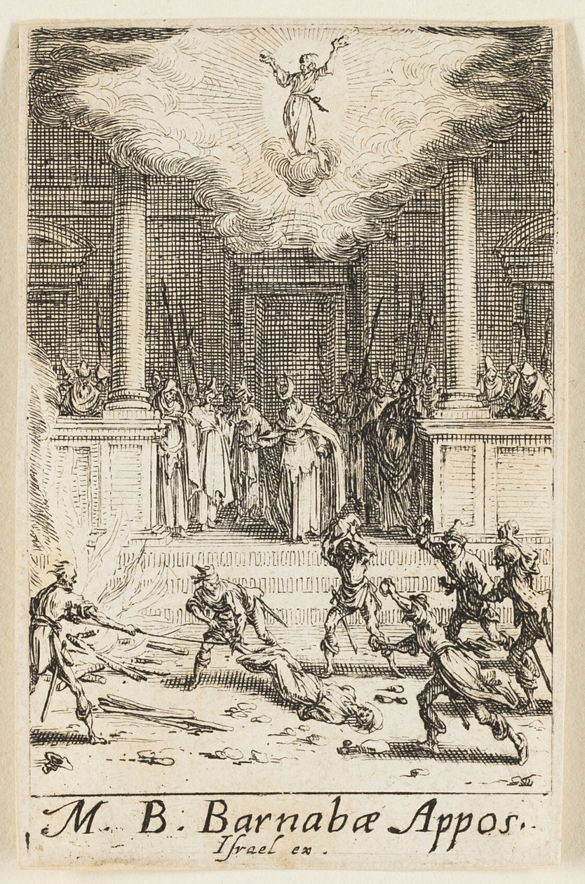 Martelaarschap van de heilige Barnaby, plaat vijftien uit De Martelaars van de Apostelen door Jacques Callot