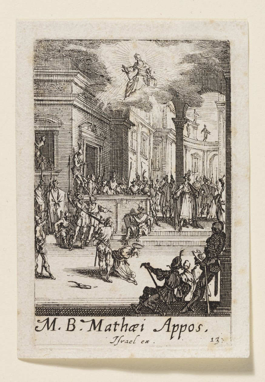 Martelaarschap van de heilige apostel Matteüs (M.B. Mathaei Appos.) door Jacques Callot