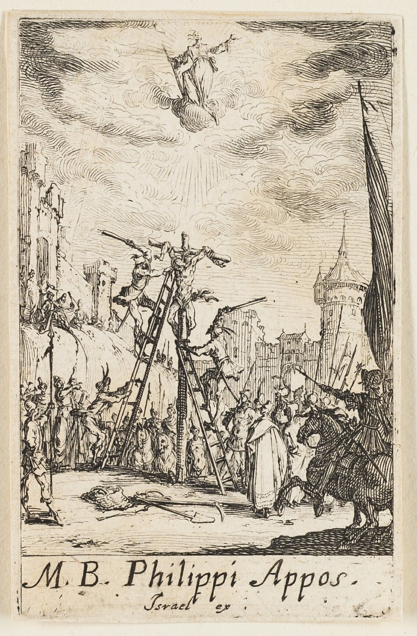 Martelaarschap van Saint Philippe, plaat acht uit De Martelarijen van de Apostelen door Jacques Callot