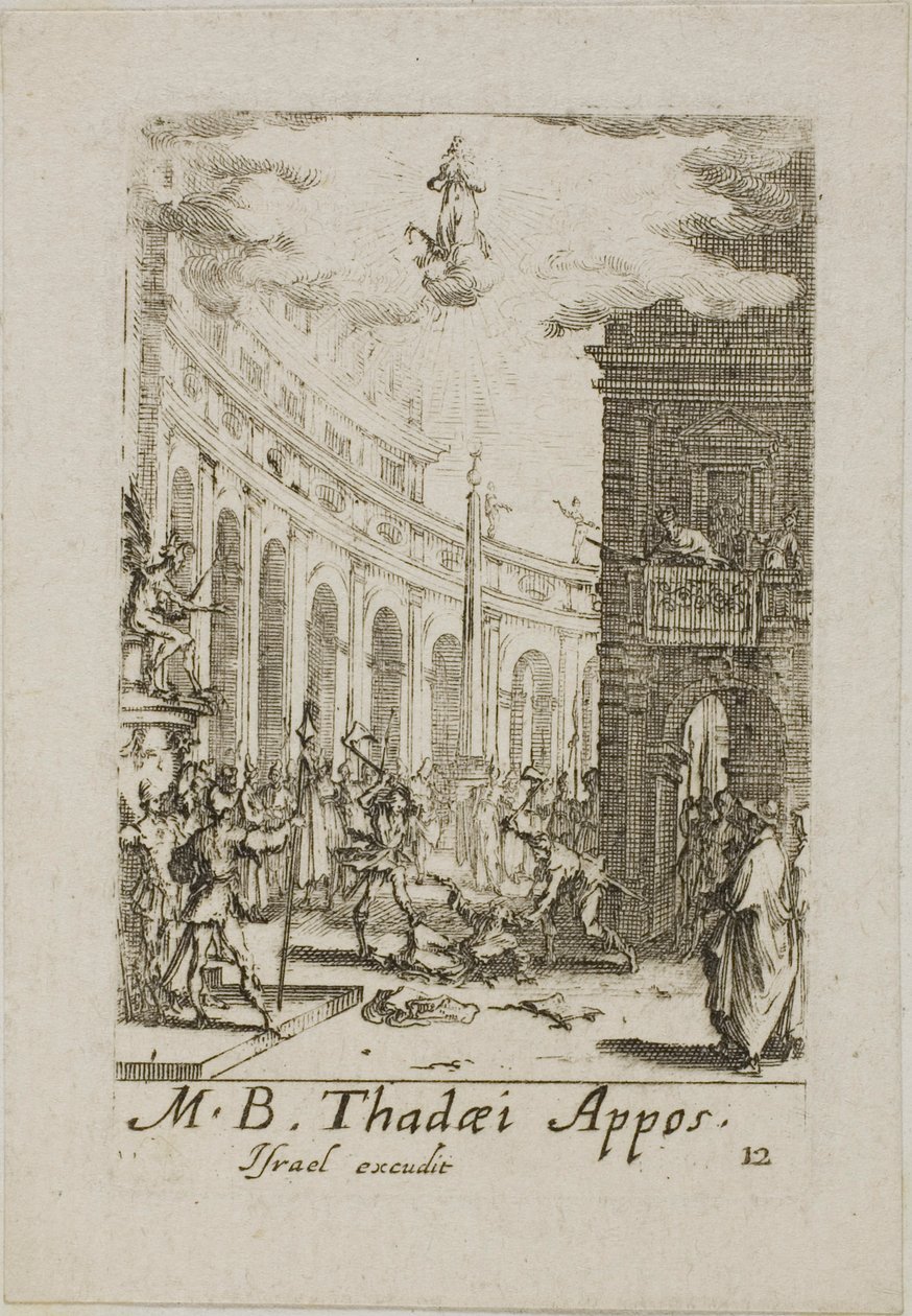 Martelaarschap van de heilige Thaddeus, plaat twaalf uit De Martelaars van de Apostelen door Jacques Callot