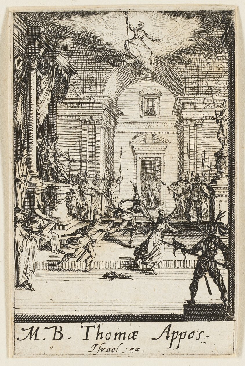 Martelaarschap van de heilige Thomas, plaat zes uit De Martelaars van de Apostelen door Jacques Callot