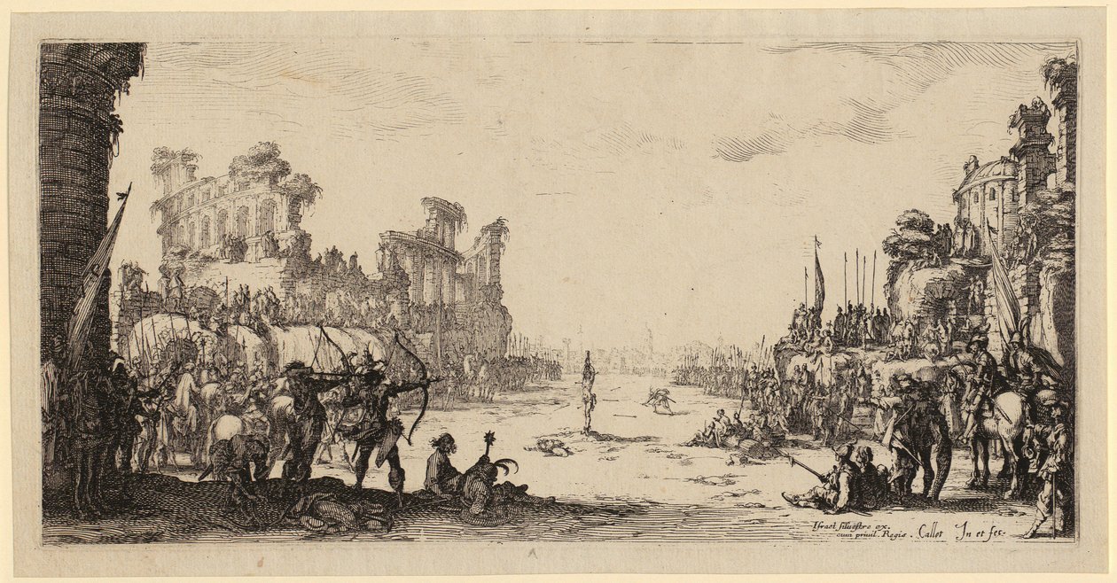 Het martelaarschap van de heilige Sebastiaan door Jacques Callot