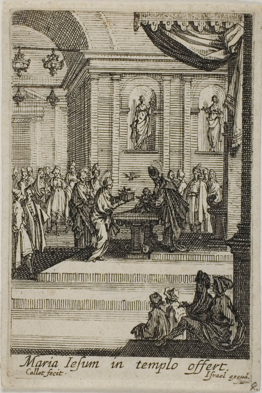 Maria presenteert Christus in de tempel, uit Het leven van de Maagd door Jacques Callot