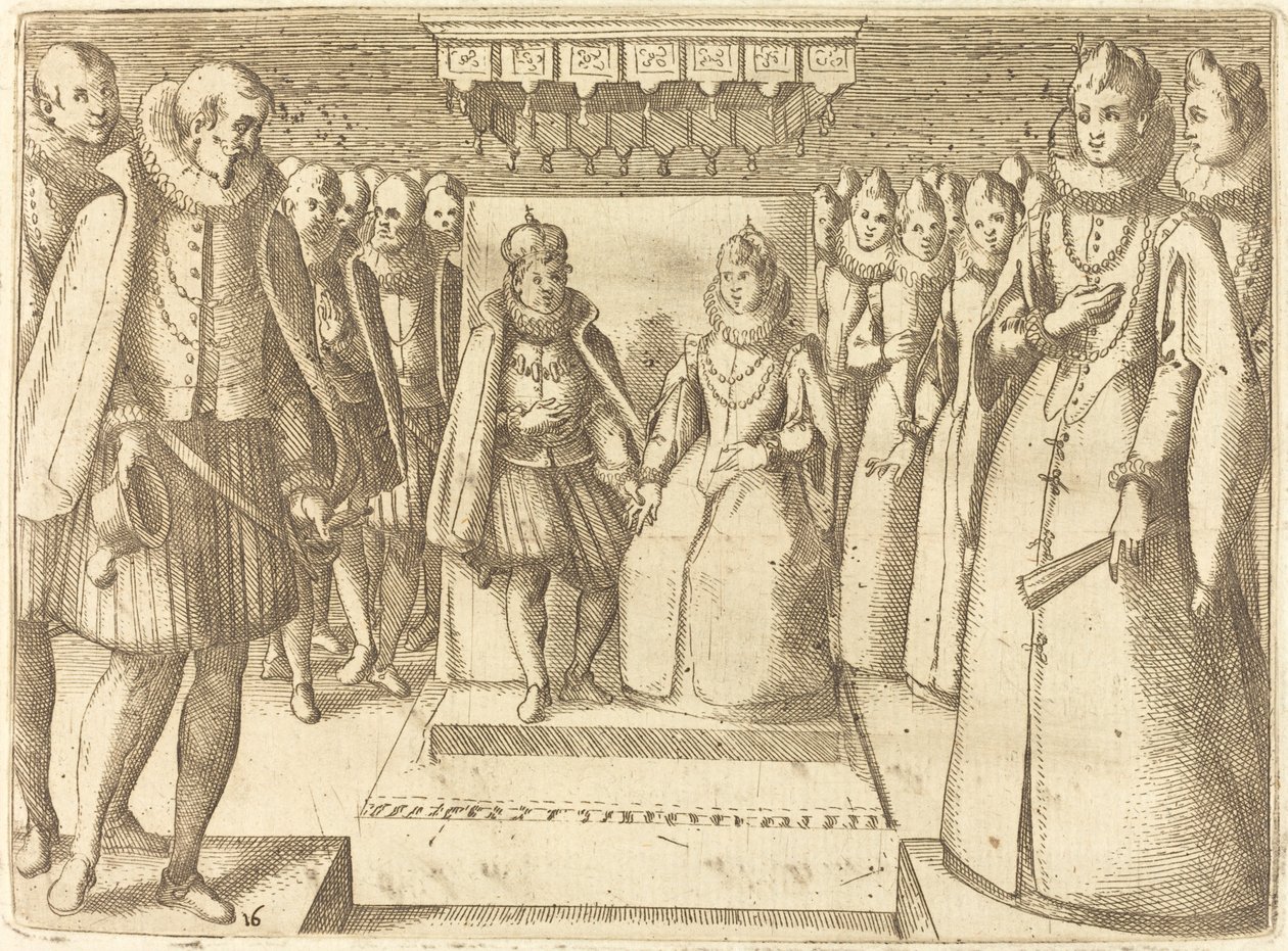 Ontmoeting van Margaretha van Oostenrijk en Filips III door Jacques Callot