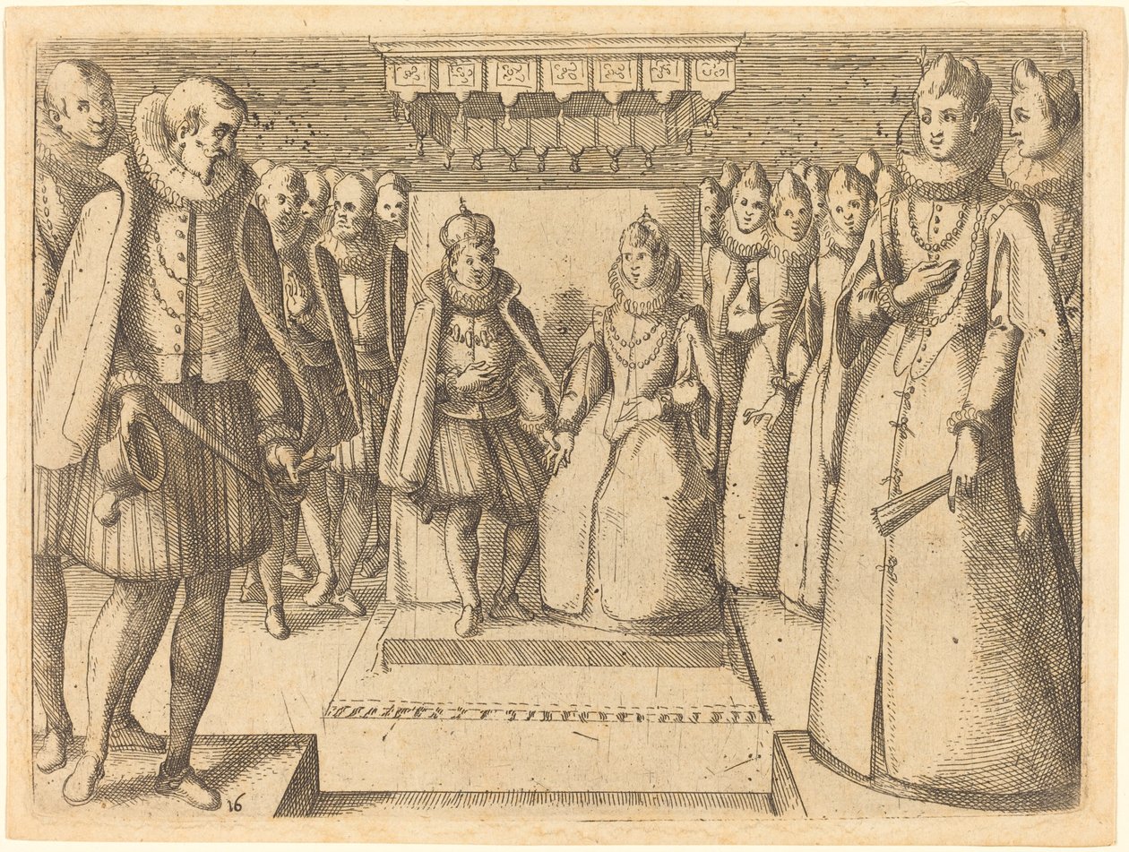 Ontmoeting van Margaretha van Oostenrijk en Filips III, 1612 door Jacques Callot