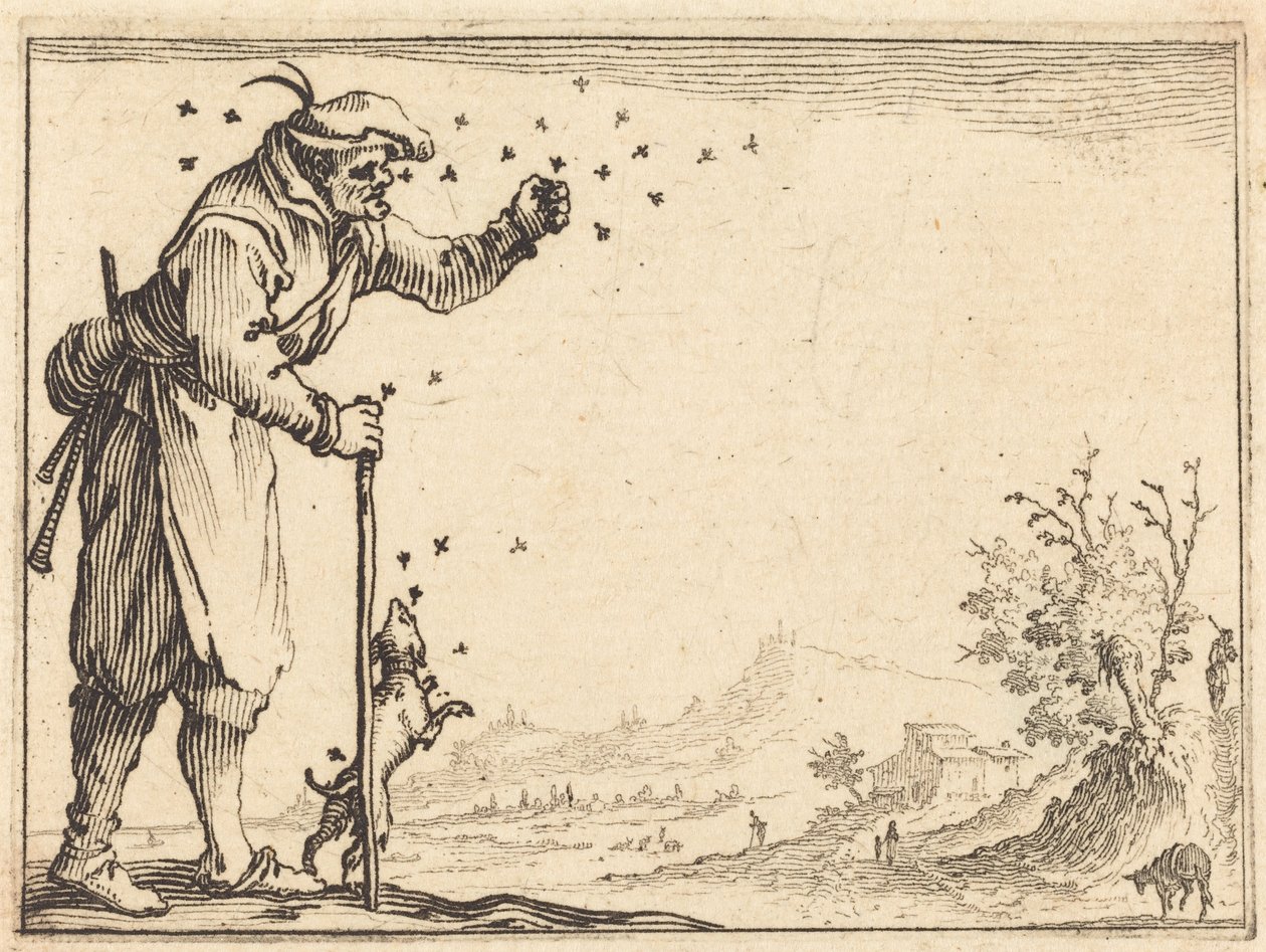 Boer aangevallen door bijen door Jacques Callot