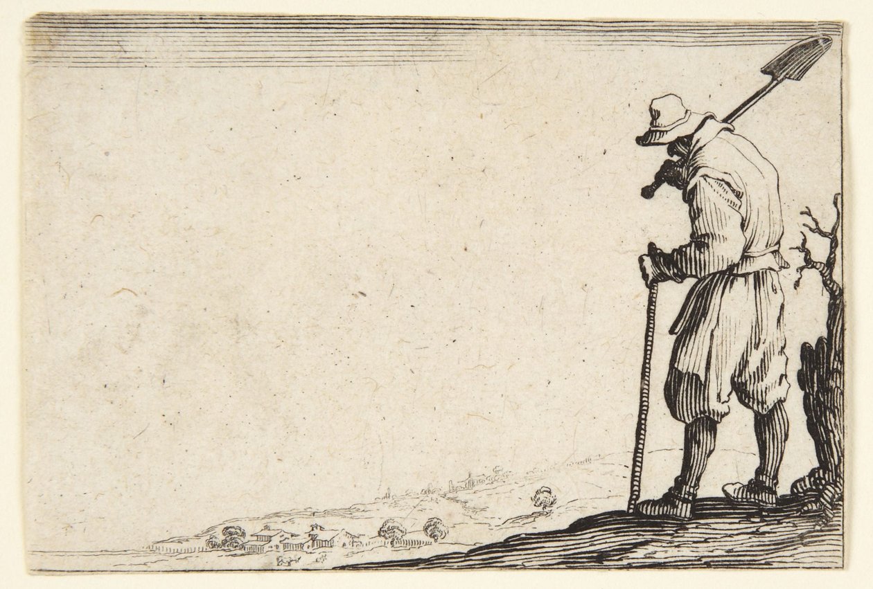 Boer met een spade op zijn schouder door Jacques Callot