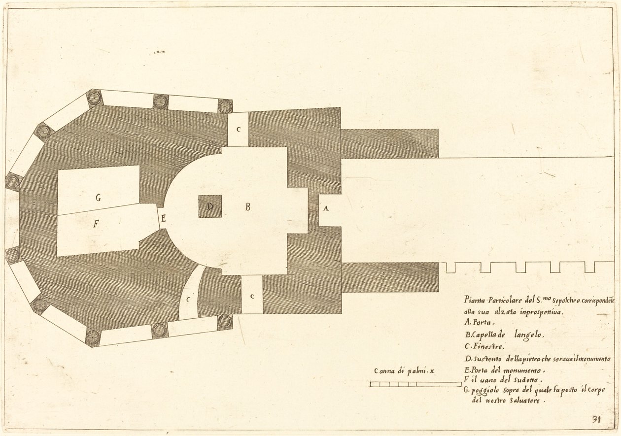 Plan van de Heilig Grafkerk door Jacques Callot