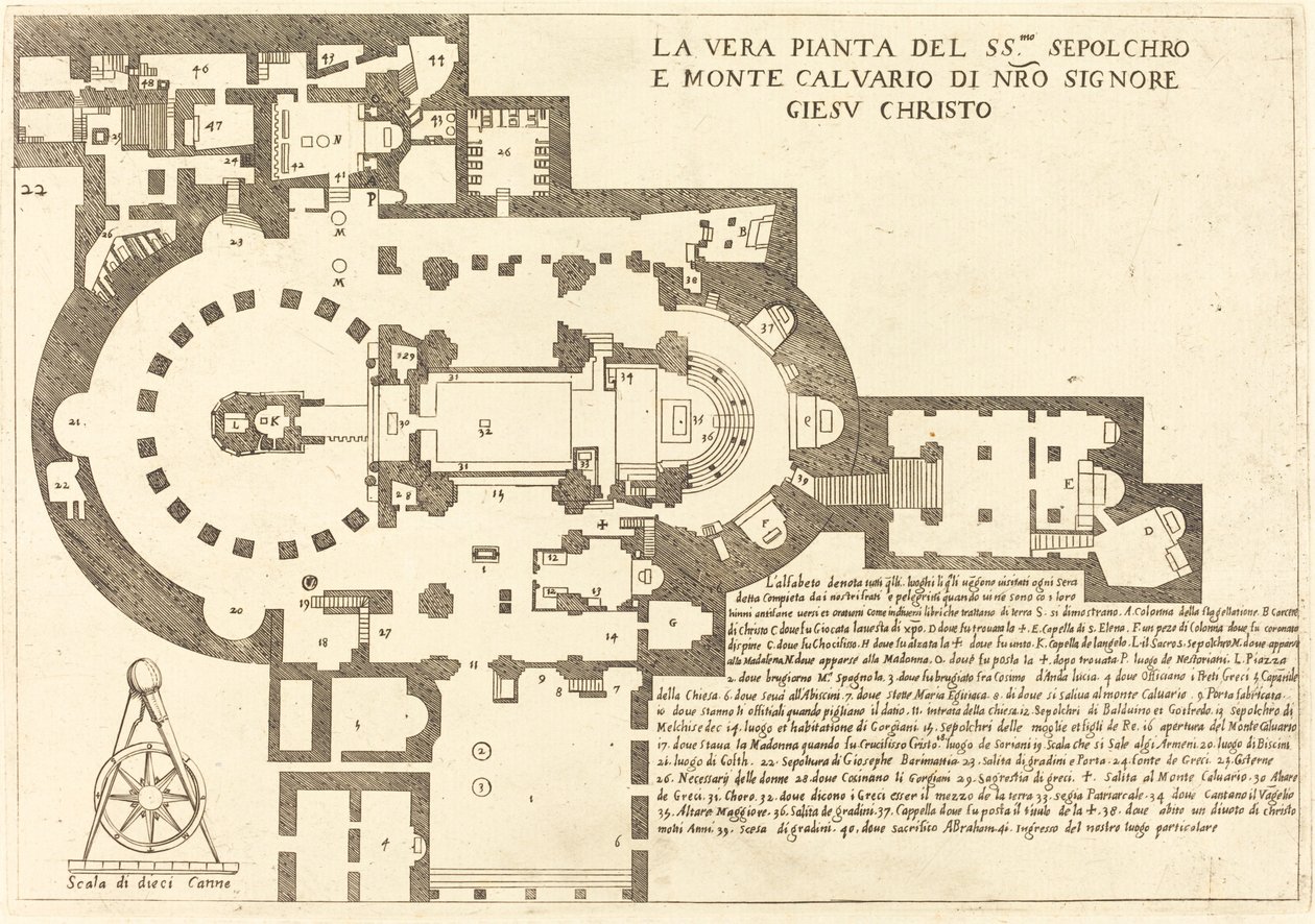 Plan van het Heilig Graf en de Berg Calvarie door Jacques Callot
