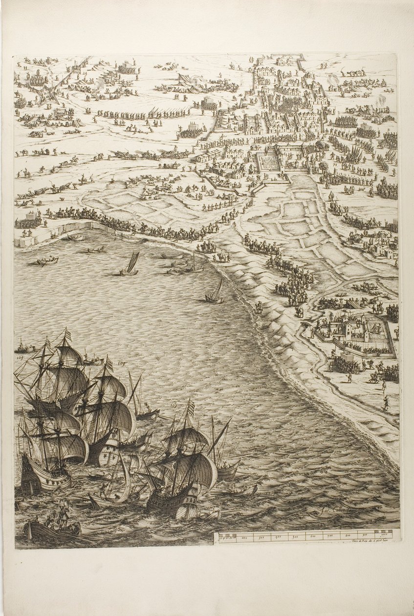 Plaat Zes uit La Siège de la Rochelle door Jacques Callot