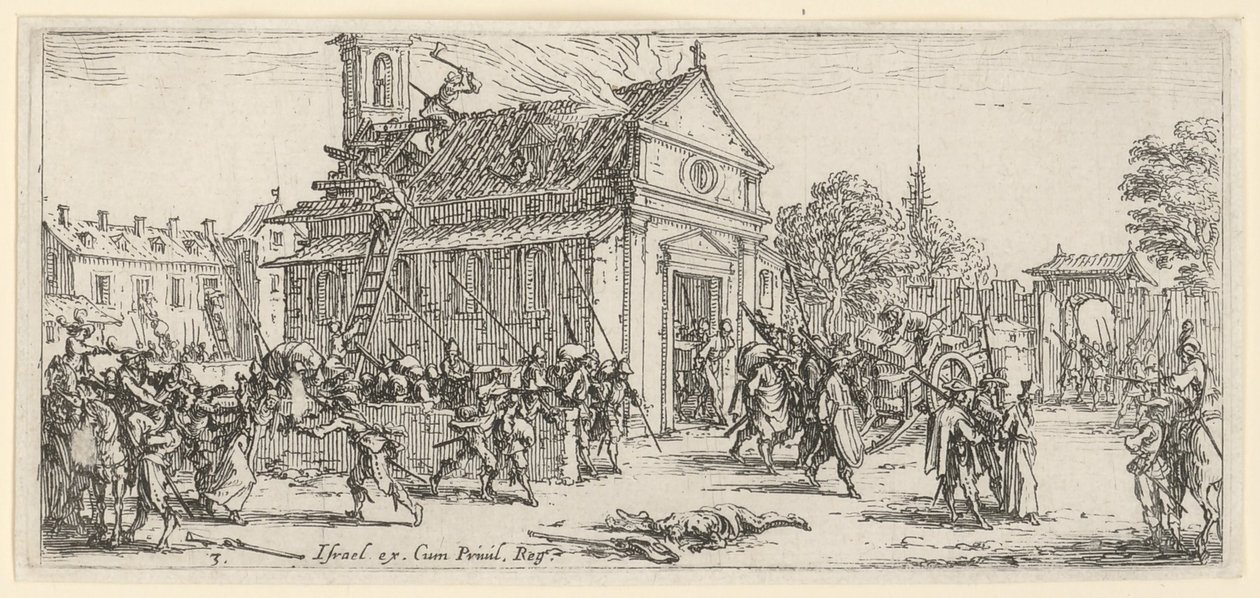 Plundering van een klooster door Jacques Callot
