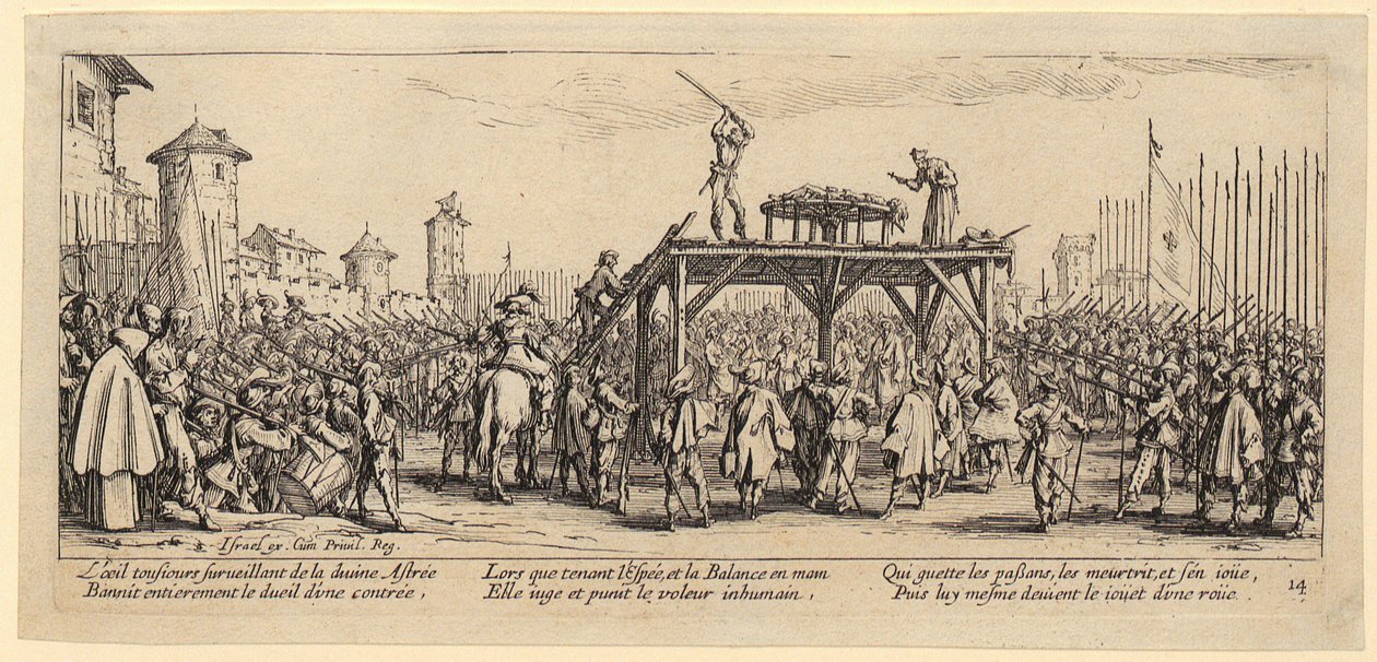 Rad, blad 14 van de serie „De gruwelen van de oorlog” door Jacques Callot