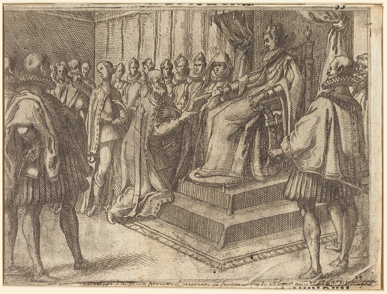 Ontvangst van de gezant van Polen [recto] door Jacques Callot