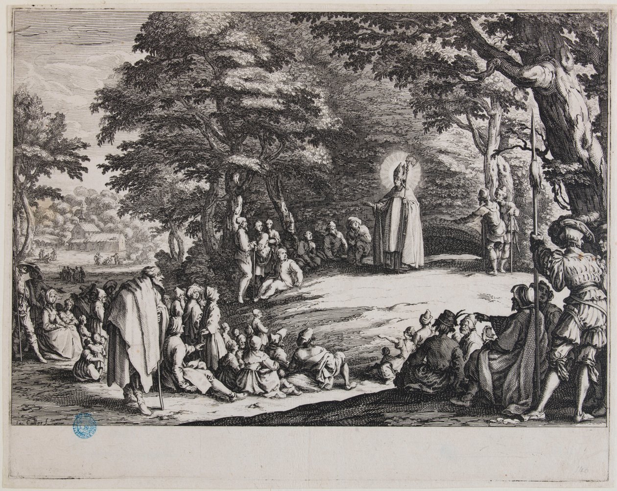 Sint Admond of Sint Nicolaas en Sint Severinus (Lieure 406, Meaume 140) door Jacques Callot