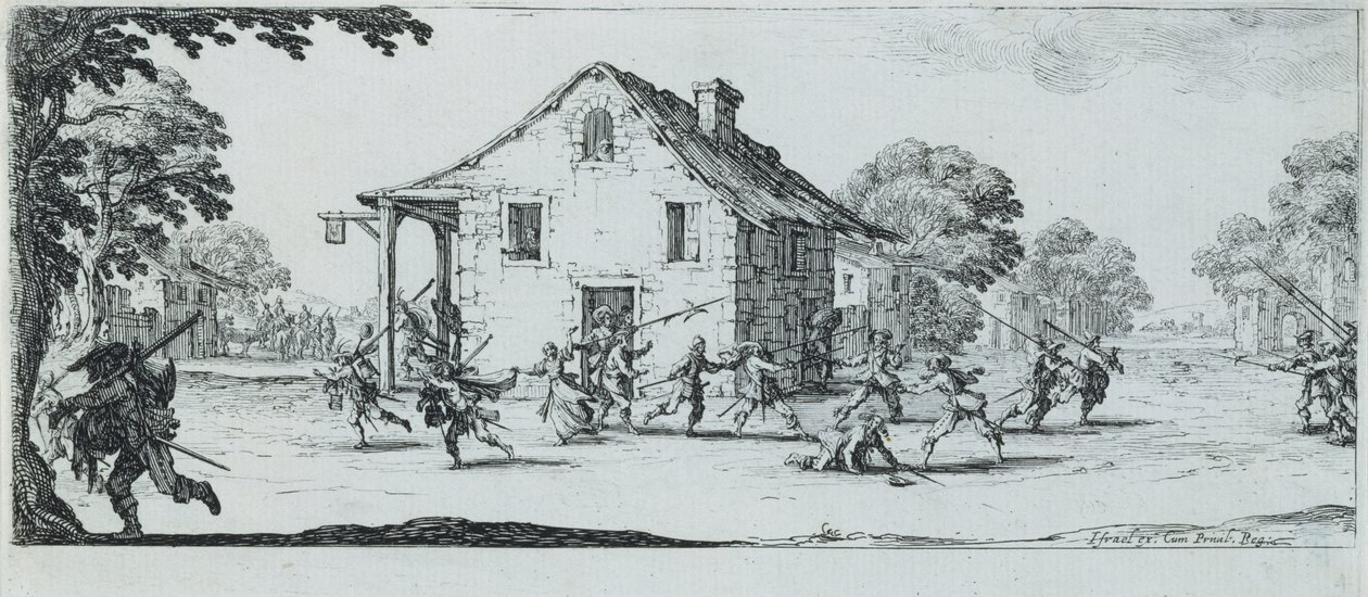 Plundering, 1633 door Jacques Callot