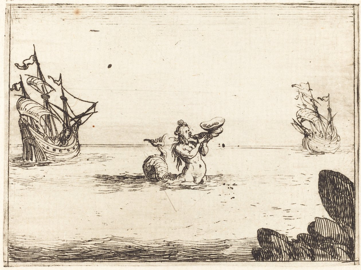 Sirene tussen Twee Schepen door Jacques Callot