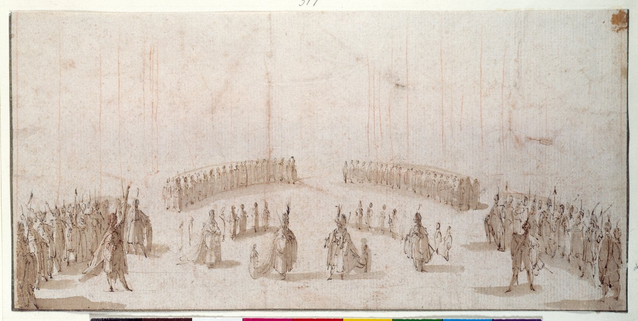 Schets voor de enscenering van groepen figuren in 