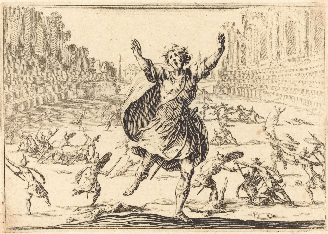 Schermutseling in een Romeins Circus, ca. 1617 door Jacques Callot