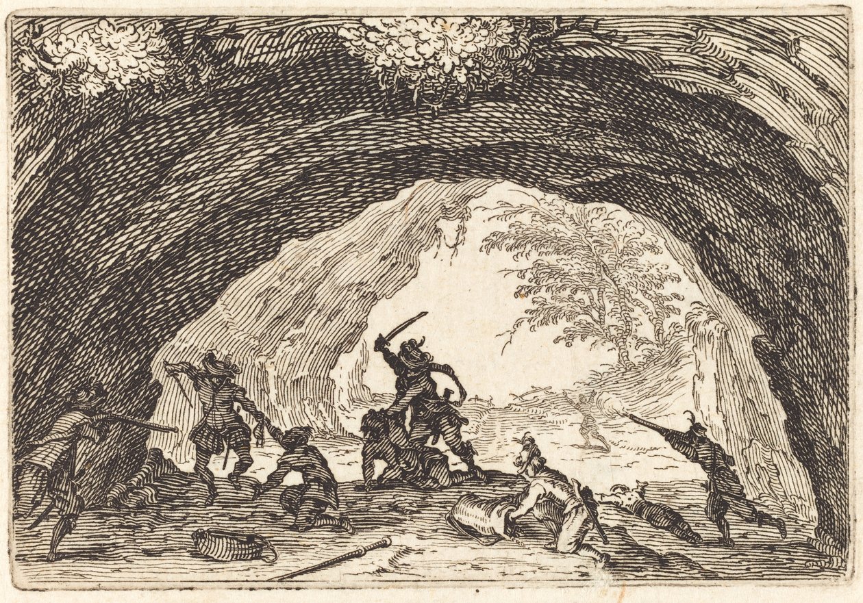 Soldaten Aanvallende Rovers door Jacques Callot