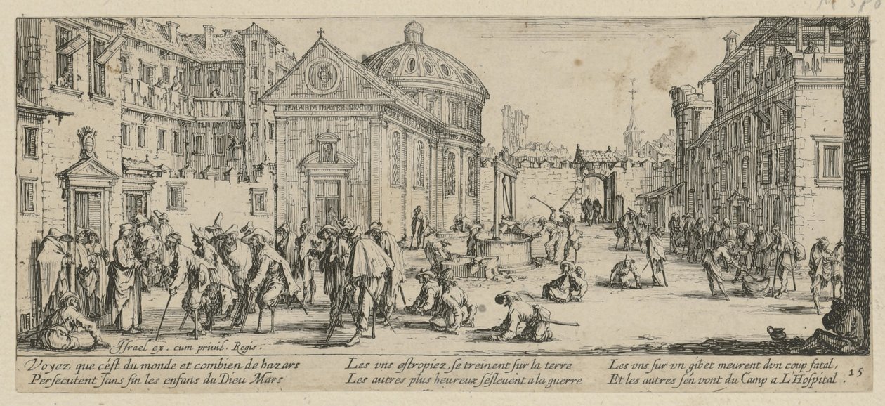 Ziekenhuis, blad 15 van de reeks „De gruwelen van de oorlog” door Jacques Callot