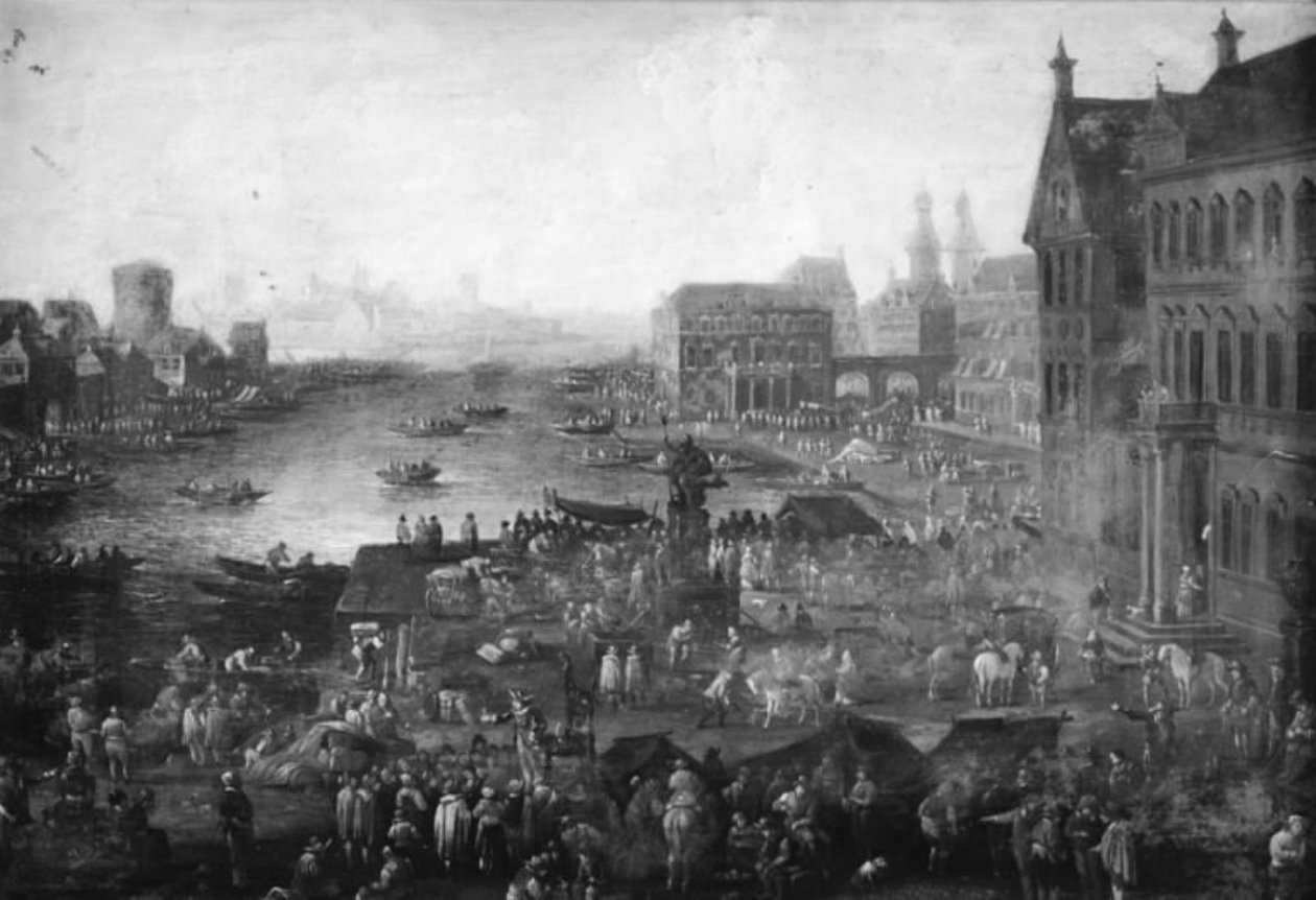 Plein in Parijs met veel figuren door Jacques Callot