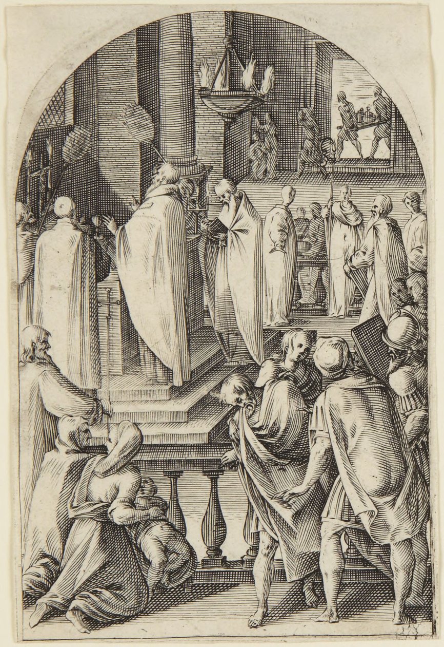 Sint Basilius viert het misoffer door Jacques Callot