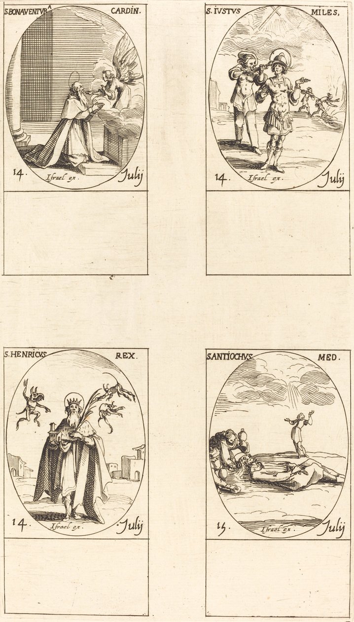 St. Bonaventura, St. Justus, St. Hendrik, Keizer, St. Antiochus door Jacques Callot