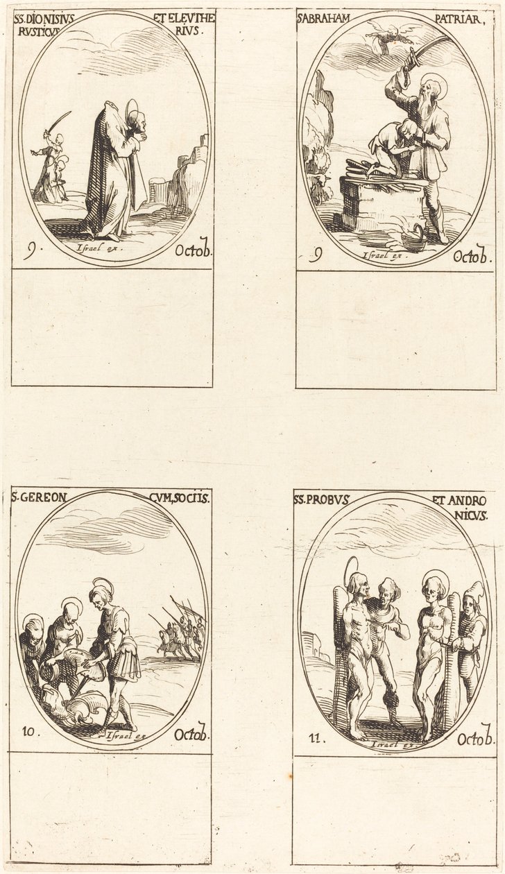 St. Dionysius, Rusticus & Eleutherius; St. Abraham; St. Gereon & Metgezellen; Sts. Pro door Jacques Callot