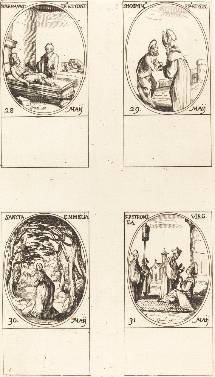 St. Germanus van Parijs; St. Maximinus; St. Emmelia; St. Petronilla door Jacques Callot