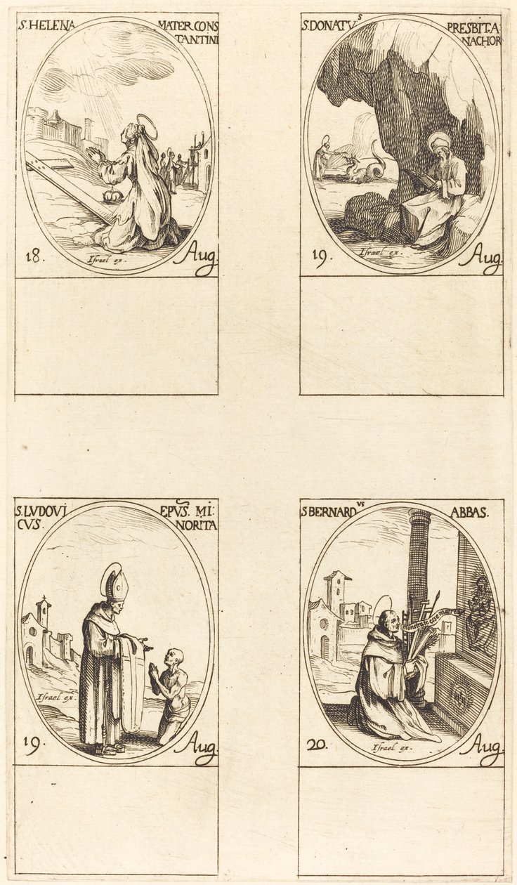 St. Helena, St. Donatus, St. Ludovicus, Bisschop, St. Bernardus door Jacques Callot