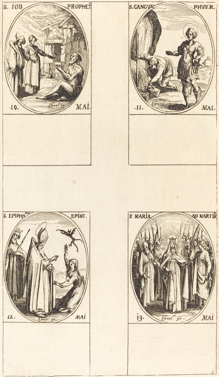 St. Job, profeet; St. Gangulphus; St. Epiphanius; St. Maria van Martelaren door Jacques Callot