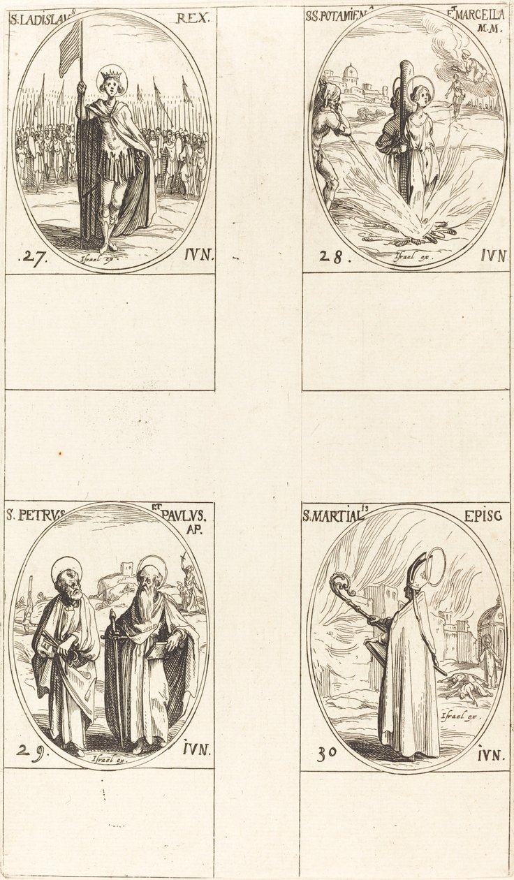 St. Ladislas; Sts. Potamiana en Marcella; Sts. Petrus en Paulus, Apostelen; St. Martial door Jacques Callot