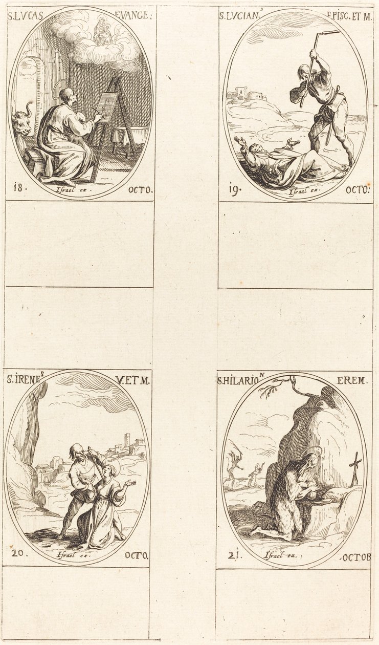 St. Lucas; St. Lucianus; St. Irene; St. Hilarion door Jacques Callot