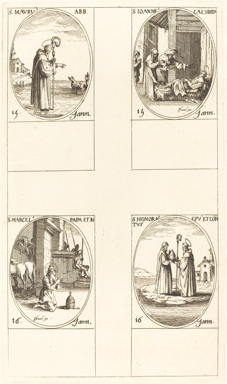 St. Maurus, St. John Calybite, St. Marcellus, St. Honoratus door Jacques Callot