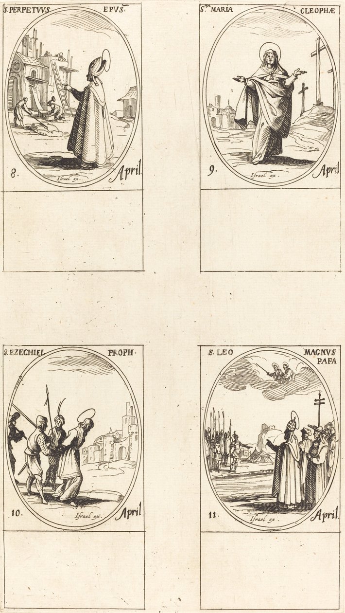 St. Perpetuus; St. Maria van Cleophas; St. Ezechiël; St. Leo de Grote door Jacques Callot