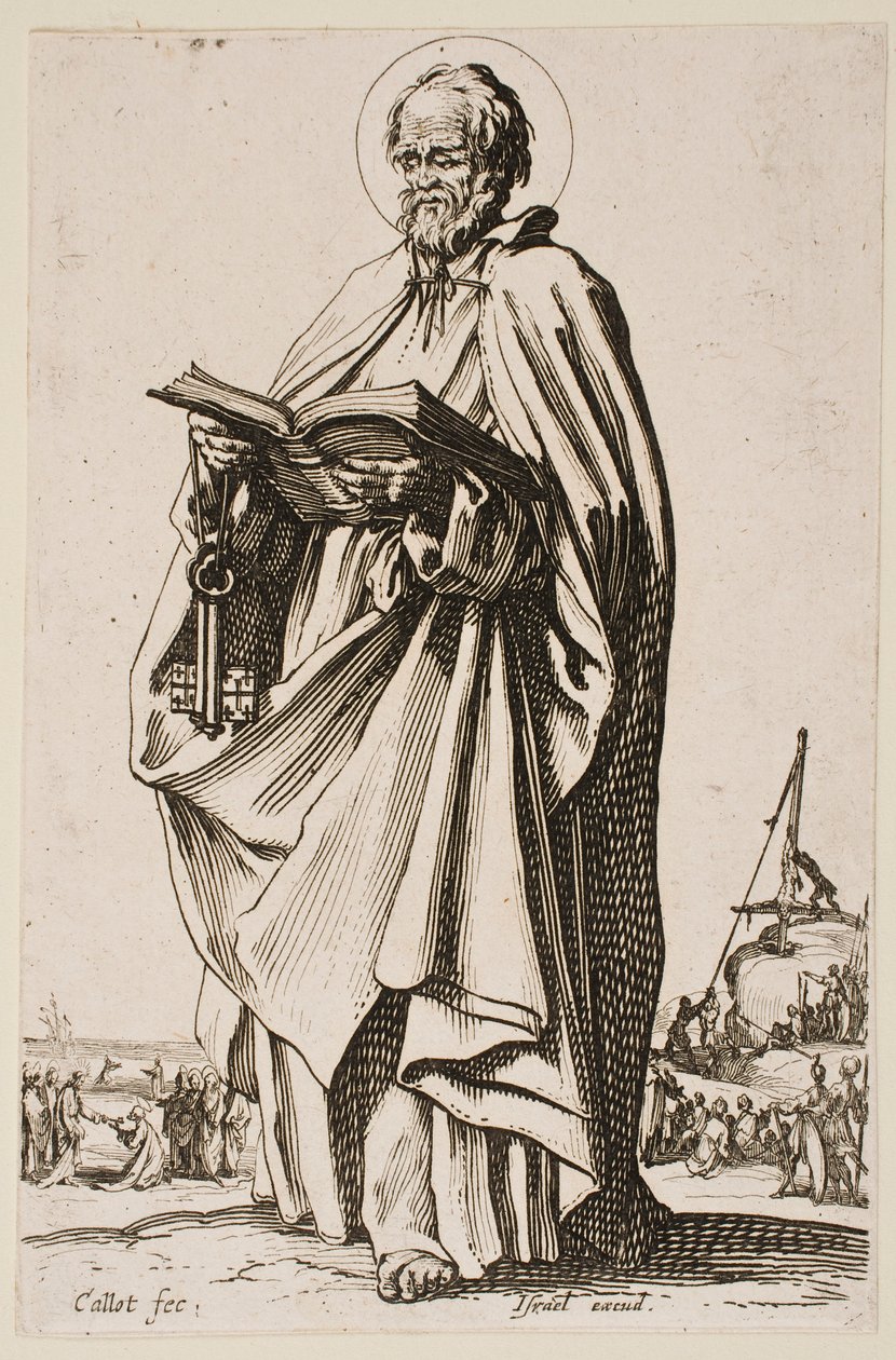 Sint-Petrus, uit de serie „De grote apostelen“ door Jacques Callot