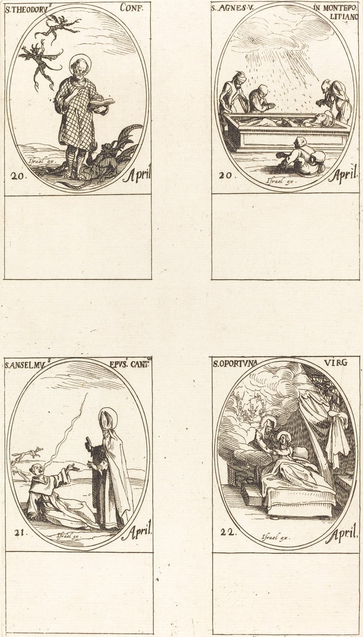 St. Theodorus; St. Agnes van Monte Pulciano; St. Anselme, Aartsbisschop van Canterbury; St door Jacques Callot