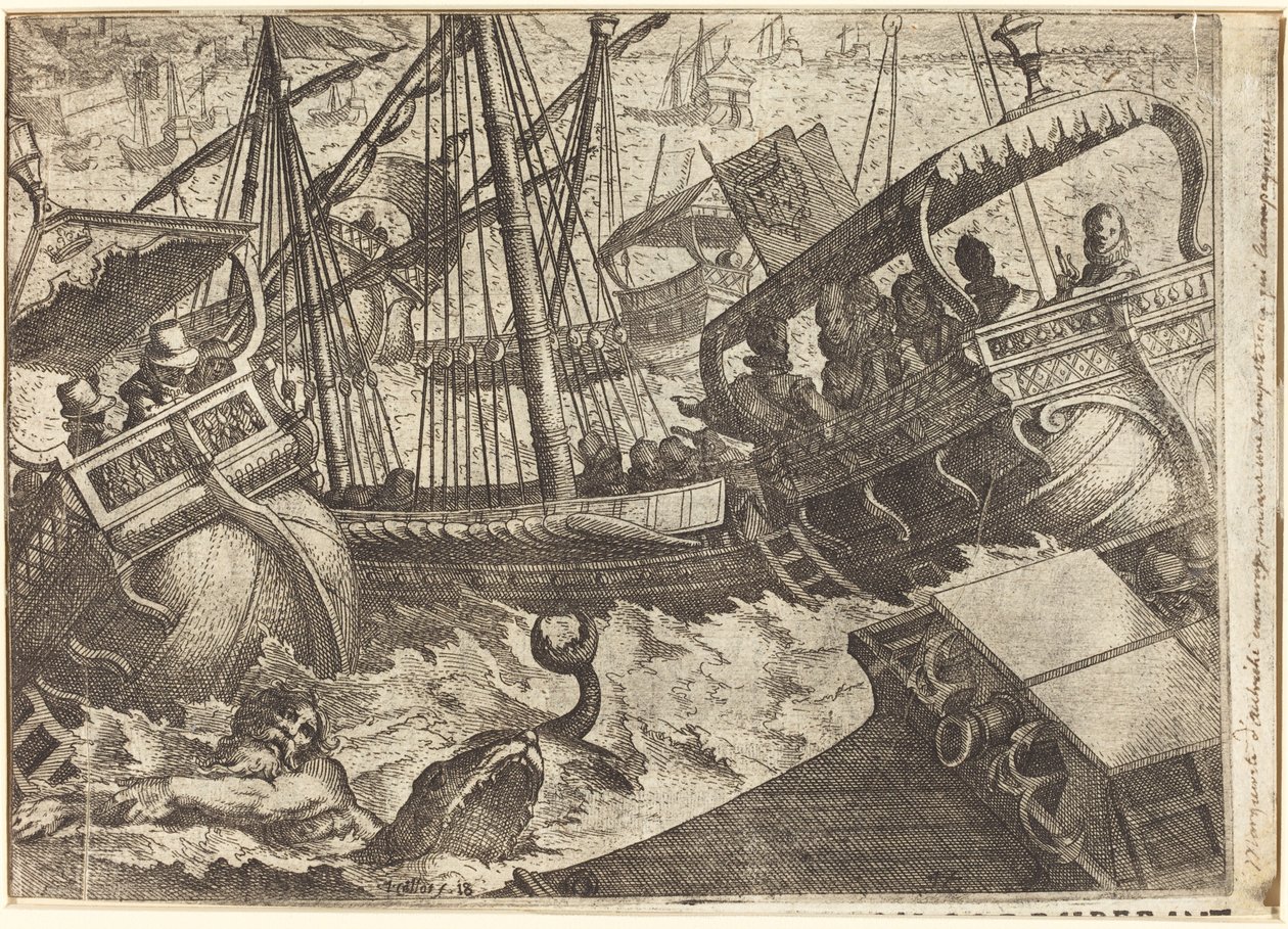Storm voor de Kust van Barcelona [recto] door Jacques Callot