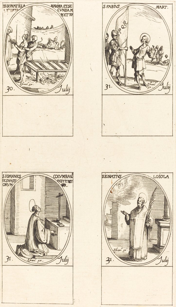 Sts. Donatilla, Maxima & Secunda; St. Fabius; St. John Colombini; St. Ignatius Loyola door Jacques Callot