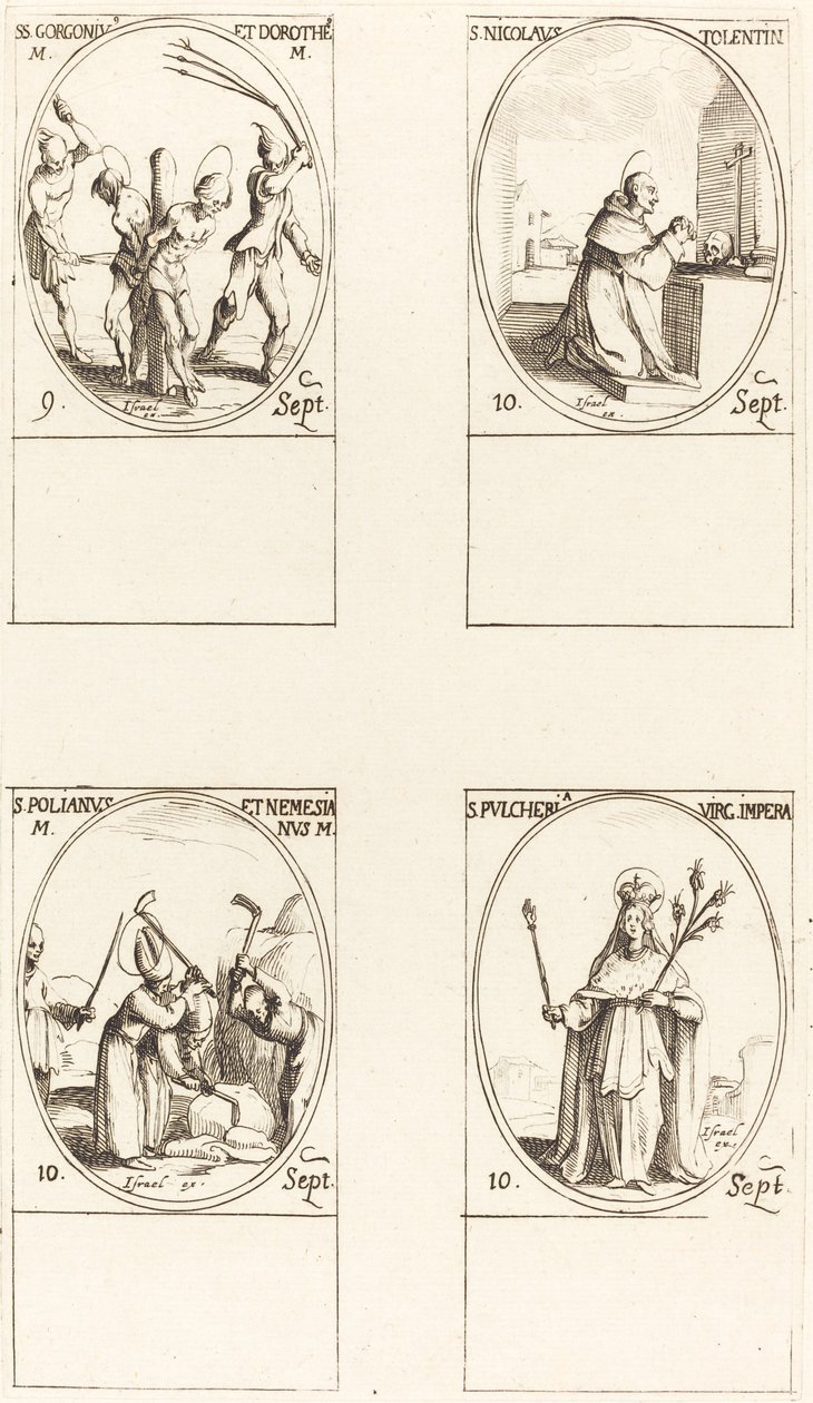 St. Gorgonius & Dorothea, St. Nicolaas van Tolentino, St. Polianus & Nemesianus, St. Pul door Jacques Callot
