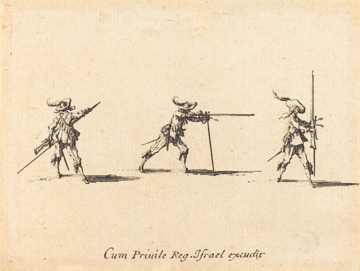 Het Innemen van de Schietpositie met het Musket, 1634-1635 door Jacques Callot